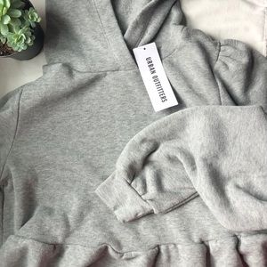 Express Cropped Peplum Sweater w Hood